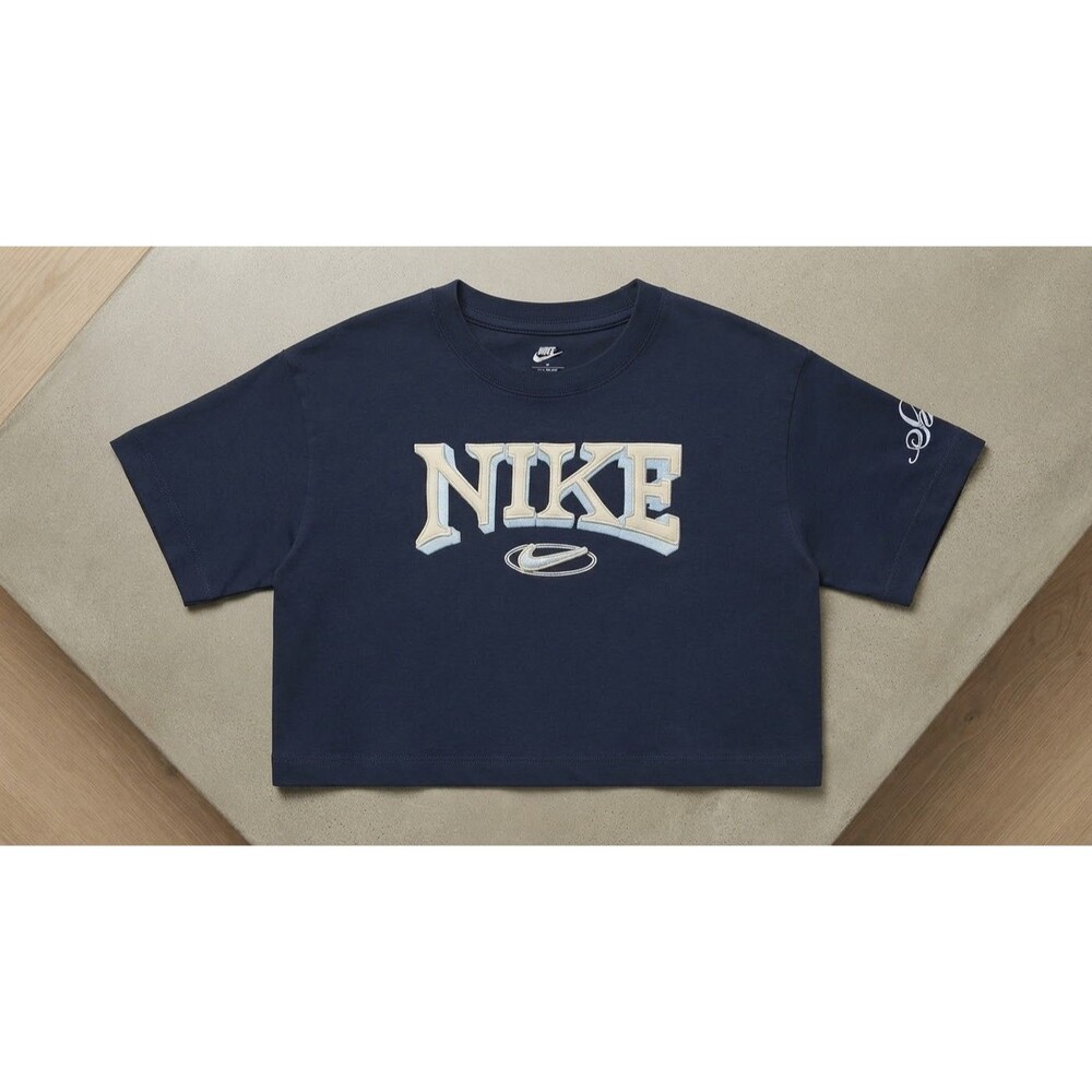Nike Sportswear Loose Fit Cropped T-Shirt Small Armory Navy Varsity FZ2855-478